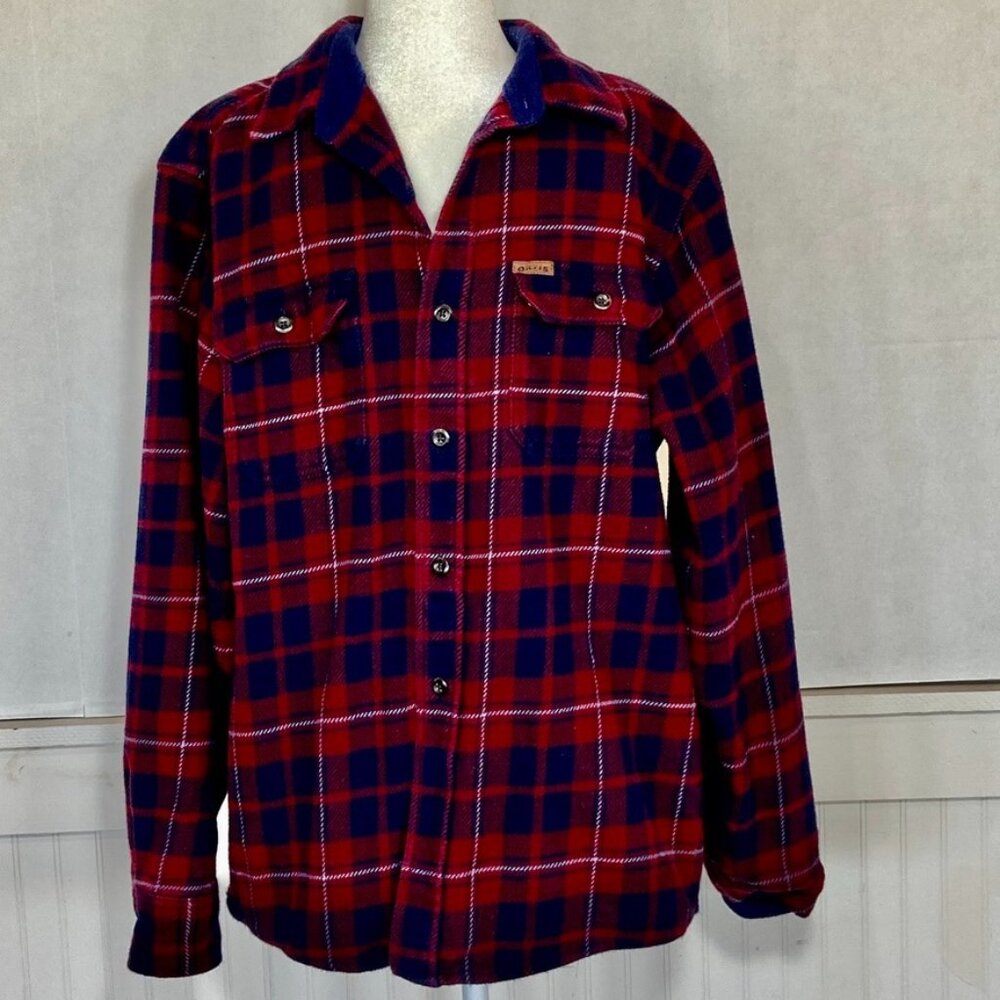 Orvis 100% cotton Men's Red Plaid Flannel Shirt Sz L